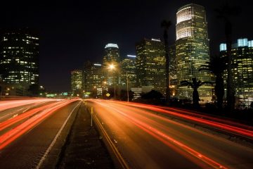 City at night road