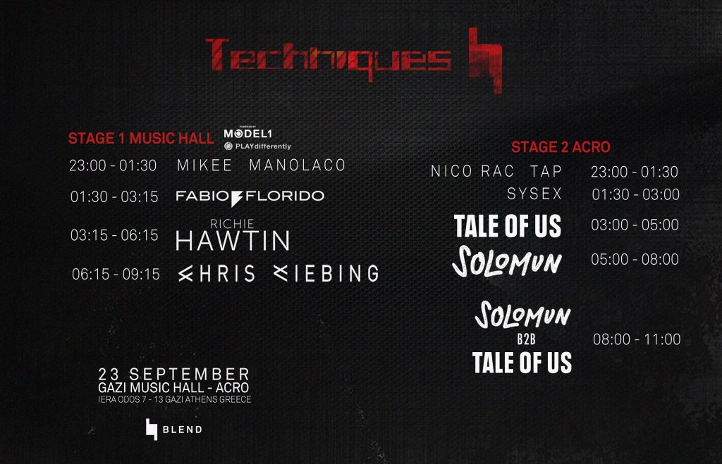 techniques timetable